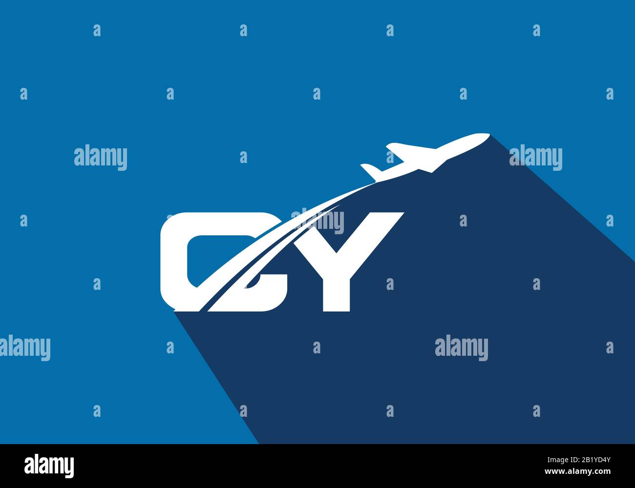 Initial Letter C and Y  with Aviation Logo Design, Air, Airline, Airplane and Travel Logo template. Stock Vector