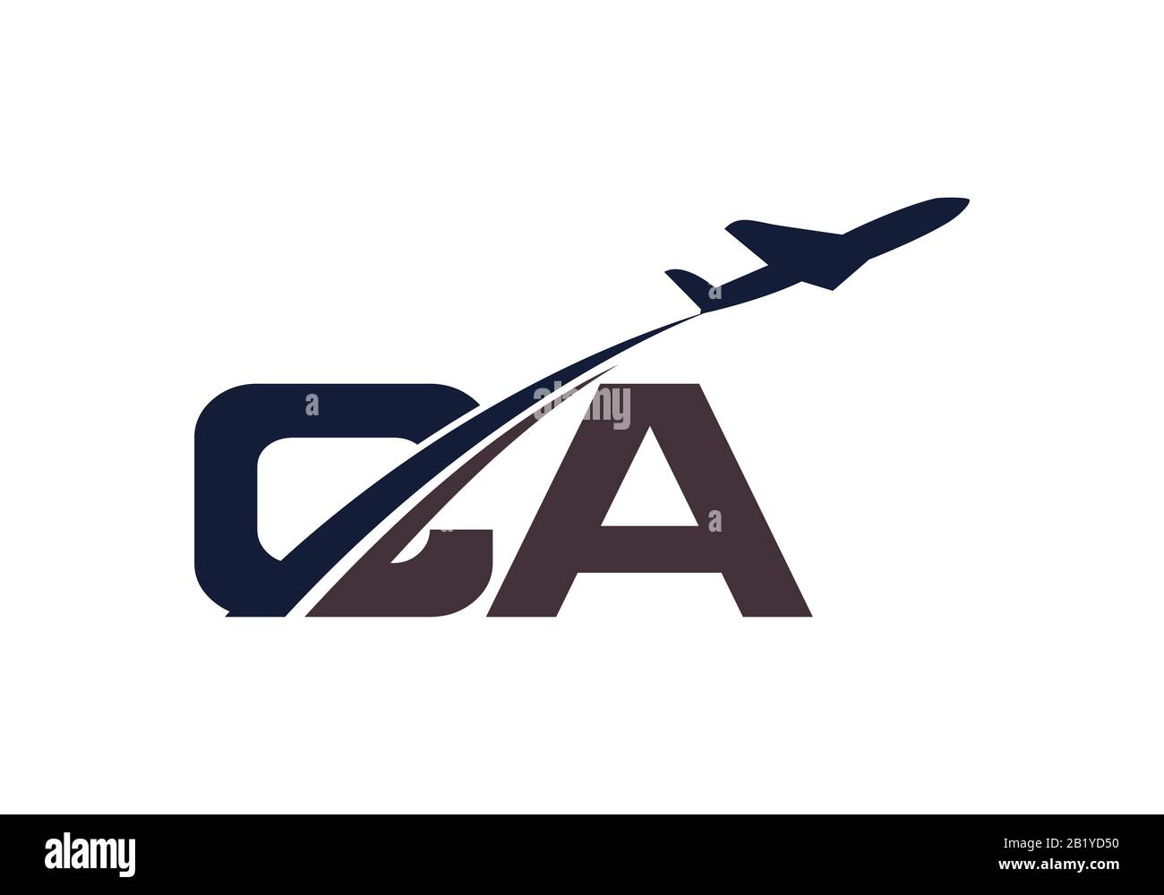 Initial Letter C and A  with Aviation Logo Design, Air, Airline, Airplane and Travel Logo template. Stock Vector