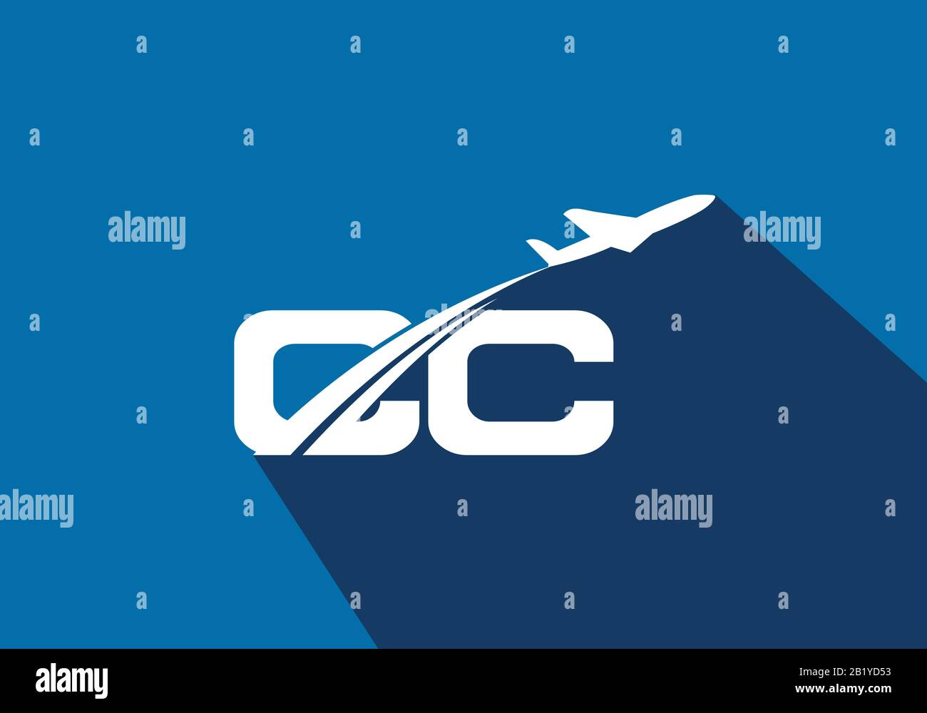 Initial Letter C and C  with Aviation Logo Design, Air, Airline, Airplane and Travel Logo template. Stock Vector