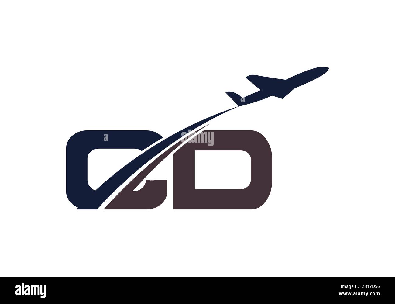Initial Letter C and D  with Aviation Logo Design, Air, Airline, Airplane and Travel Logo template. Stock Vector