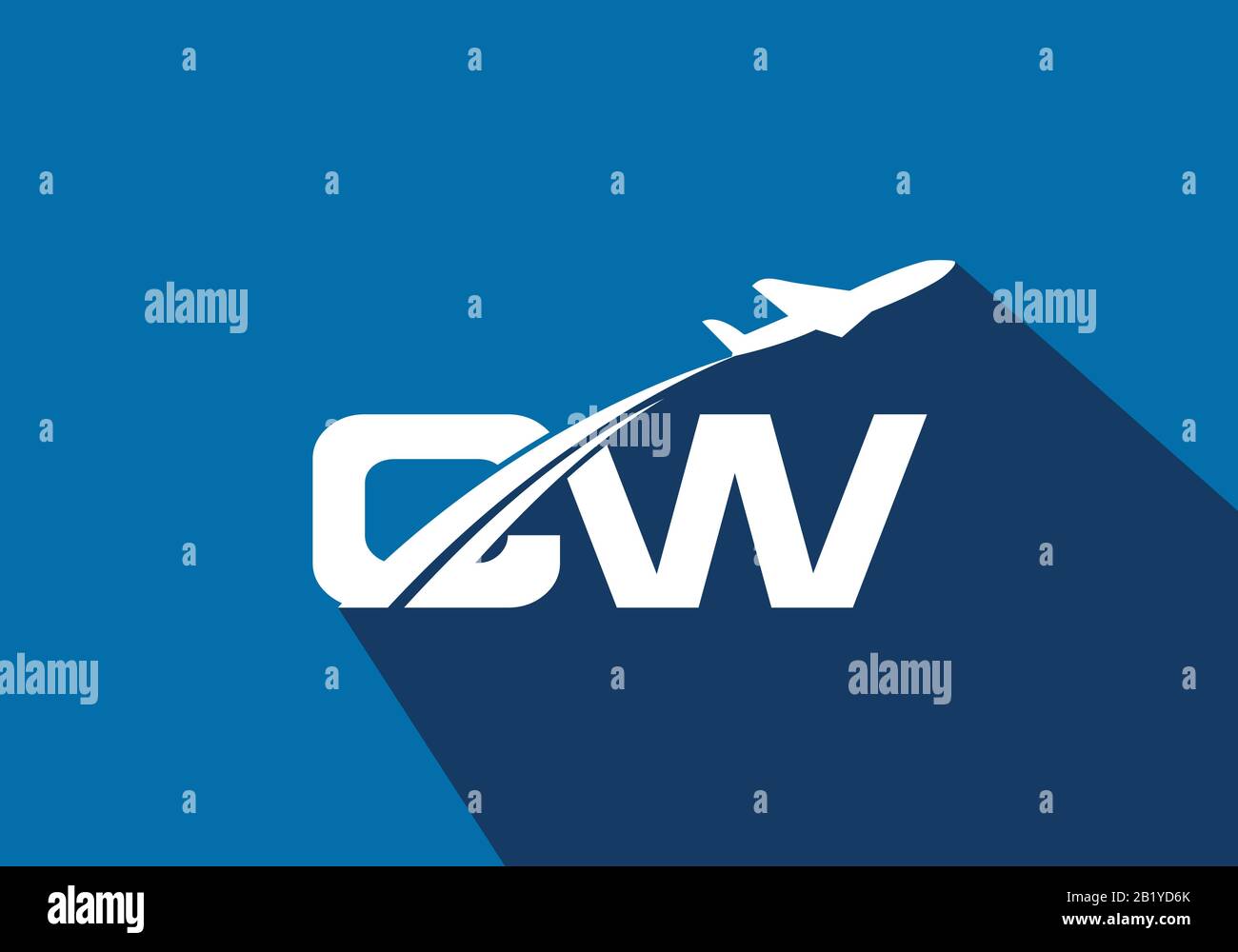Initial Letter C and W  with Aviation Logo Design, Air, Airline, Airplane and Travel Logo template. Stock Vector