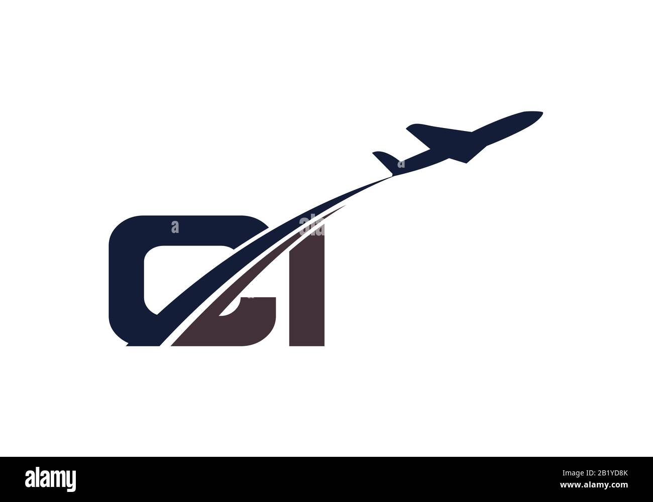 Initial Letter C and I  with Aviation Logo Design, Air, Airline, Airplane and Travel Logo template. Stock Vector
