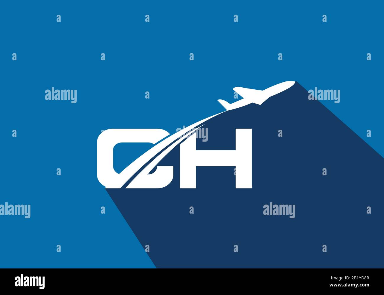 Initial Letter C and H  with Aviation Logo Design, Air, Airline, Airplane and Travel Logo template. Stock Vector