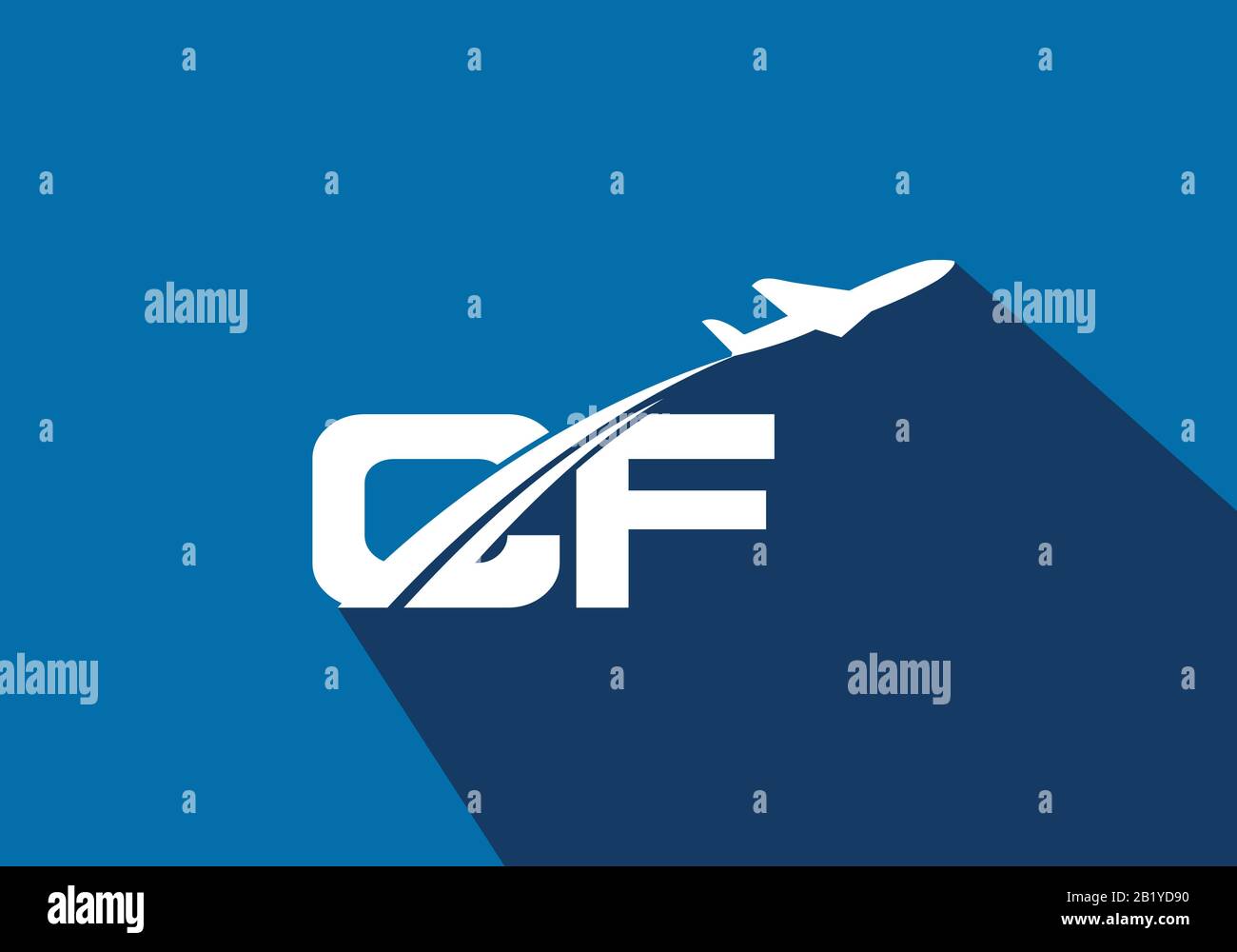 Initial Letter C and F  with Aviation Logo Design, Air, Airline, Airplane and Travel Logo template. Stock Vector
