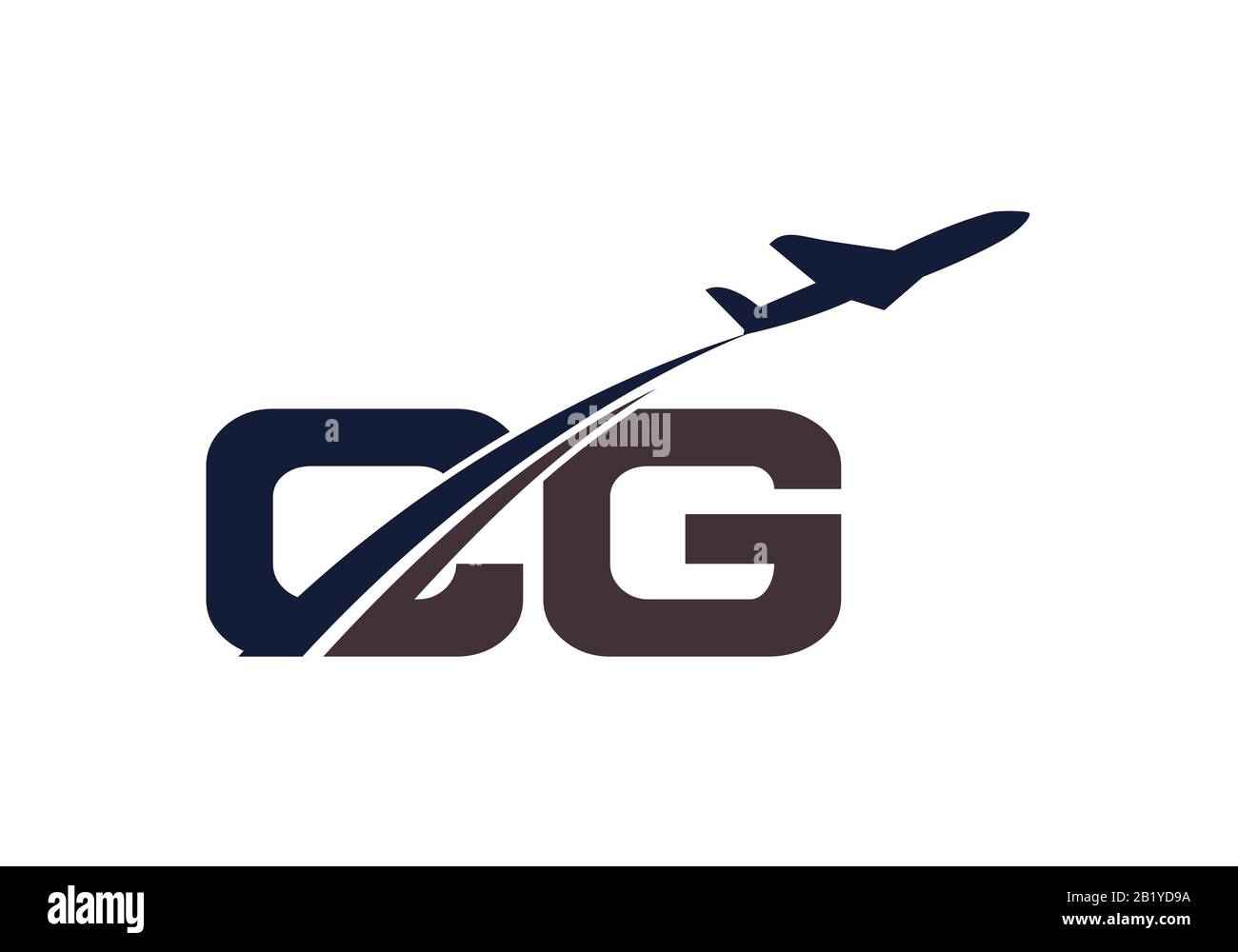 Initial Letter C and G  with Aviation Logo Design, Air, Airline, Airplane and Travel Logo template. Stock Vector