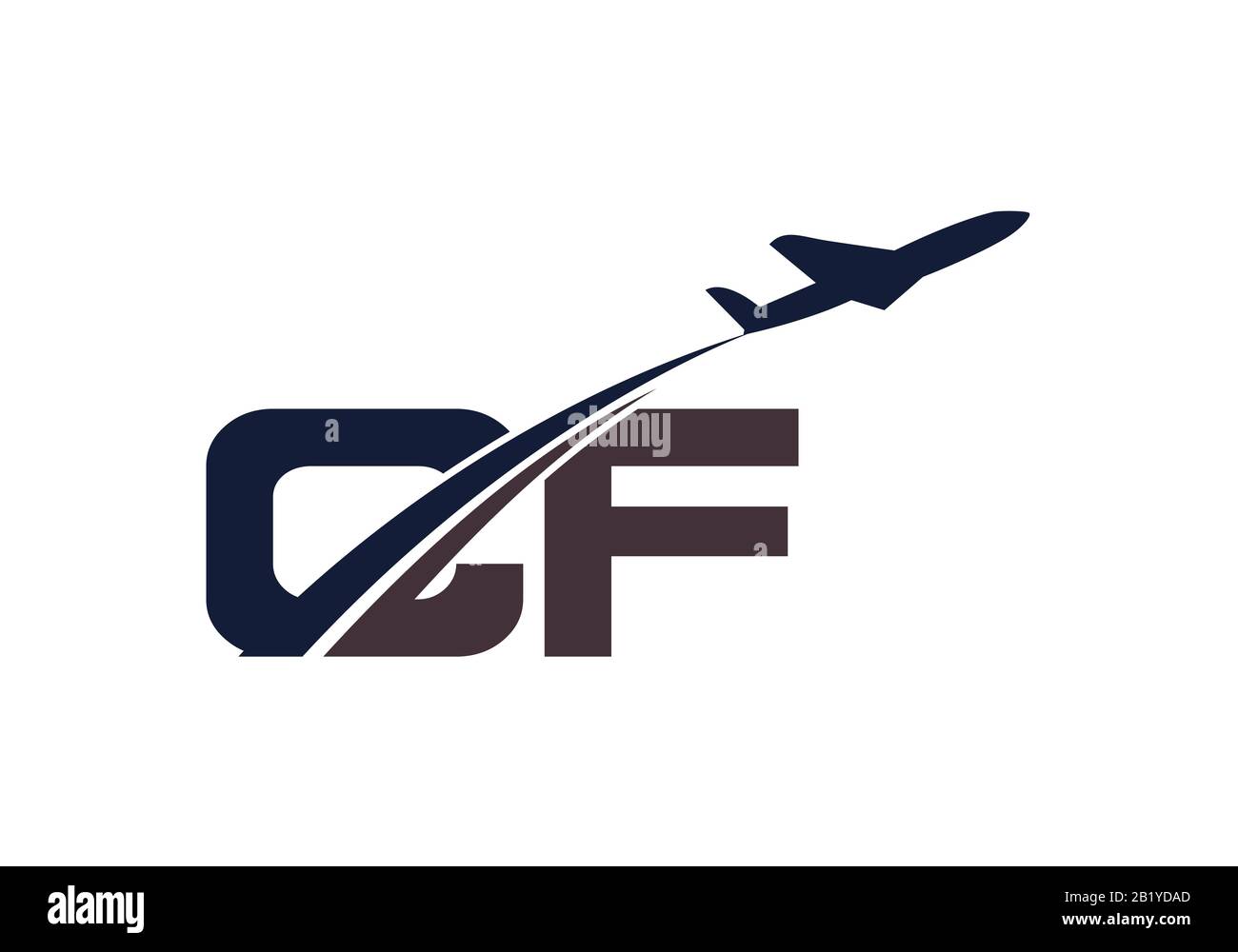 Initial Letter C and F  with Aviation Logo Design, Air, Airline, Airplane and Travel Logo template. Stock Vector