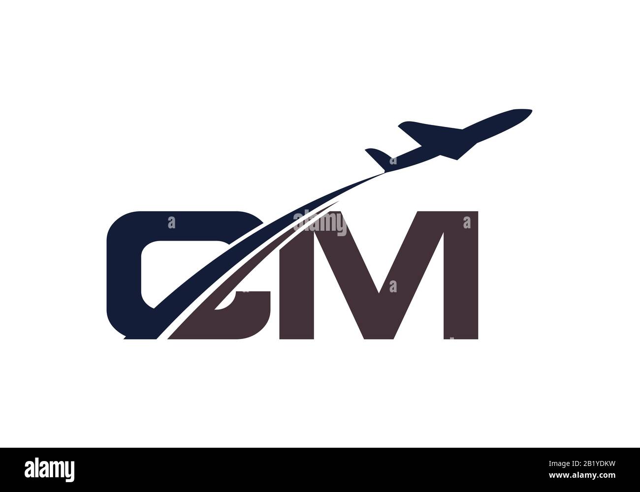 Initial Letter C and M  with Aviation Logo Design, Air, Airline, Airplane and Travel Logo template. Stock Vector