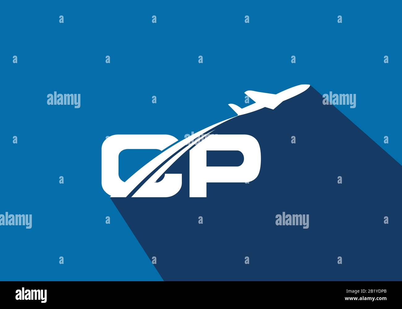 Initial Letter C and P  with Aviation Logo Design, Air, Airline, Airplane and Travel Logo template. Stock Vector