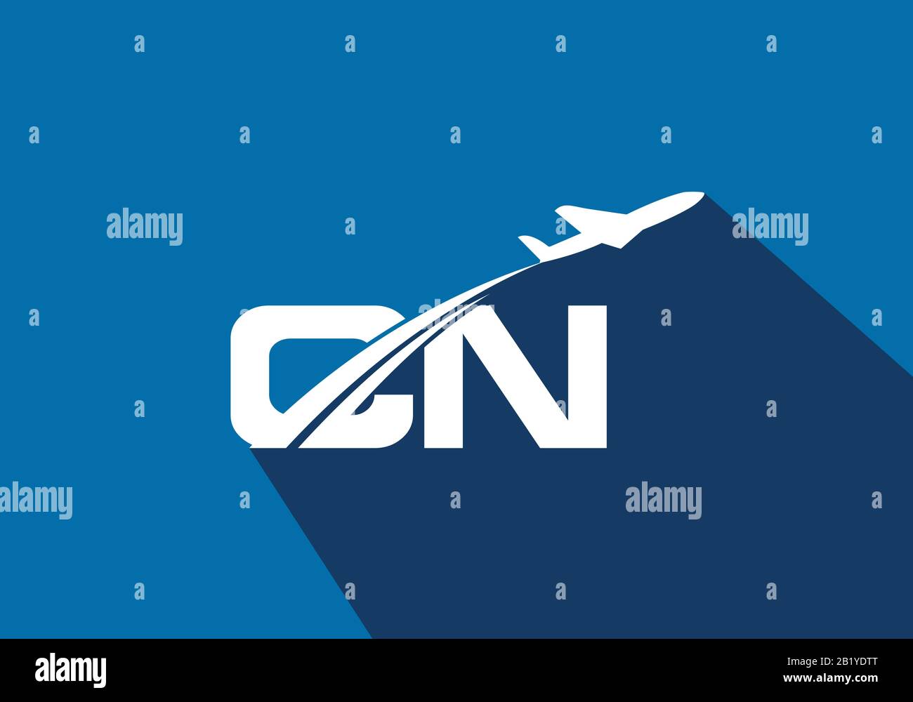 Initial Letter C and N  with Aviation Logo Design, Air, Airline, Airplane and Travel Logo template. Stock Vector