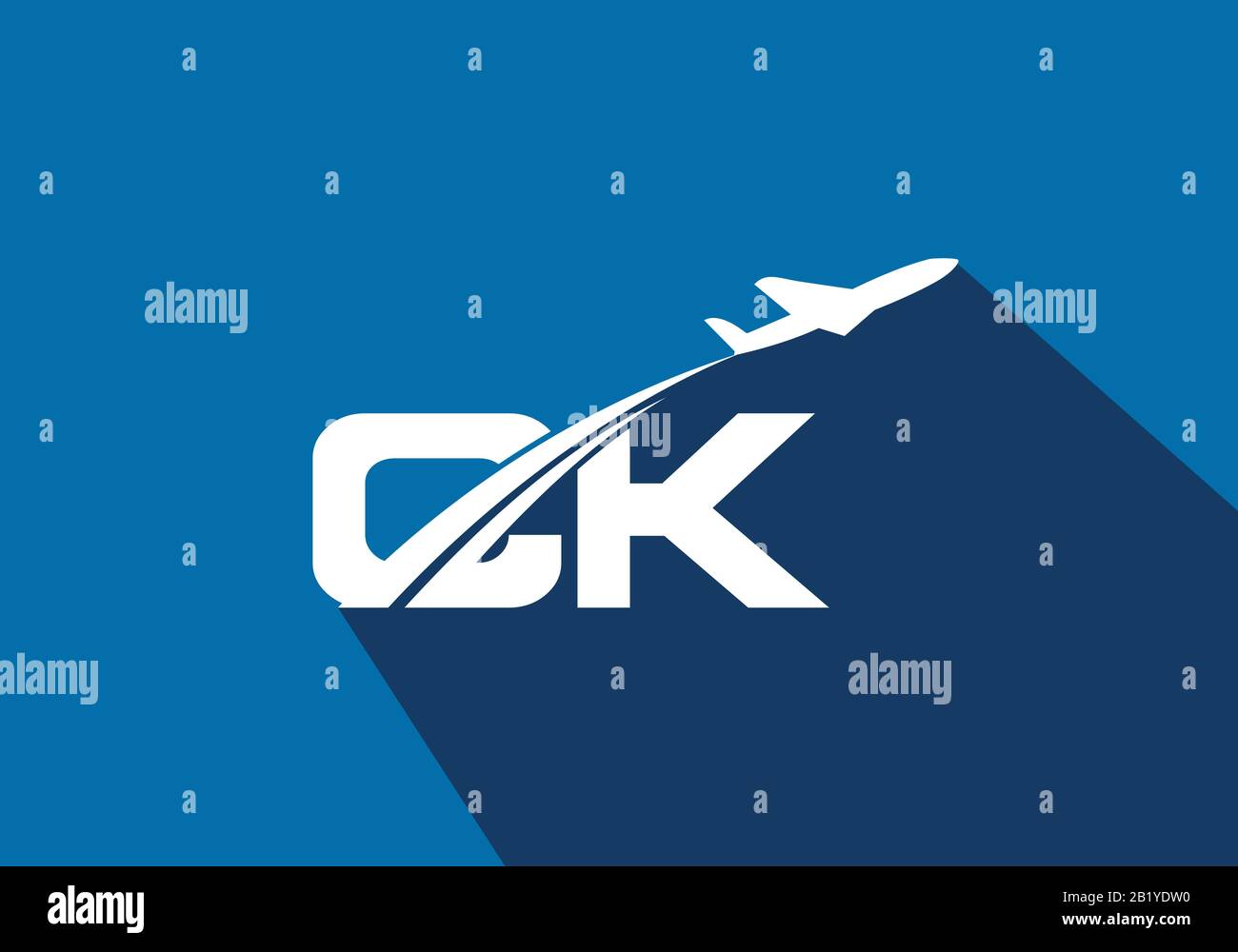Initial Letter C and K  with Aviation Logo Design, Air, Airline, Airplane and Travel Logo template. Stock Vector