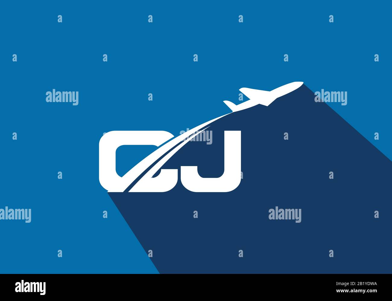 Initial Letter C and J  with Aviation Logo Design, Air, Airline, Airplane and Travel Logo template. Stock Vector