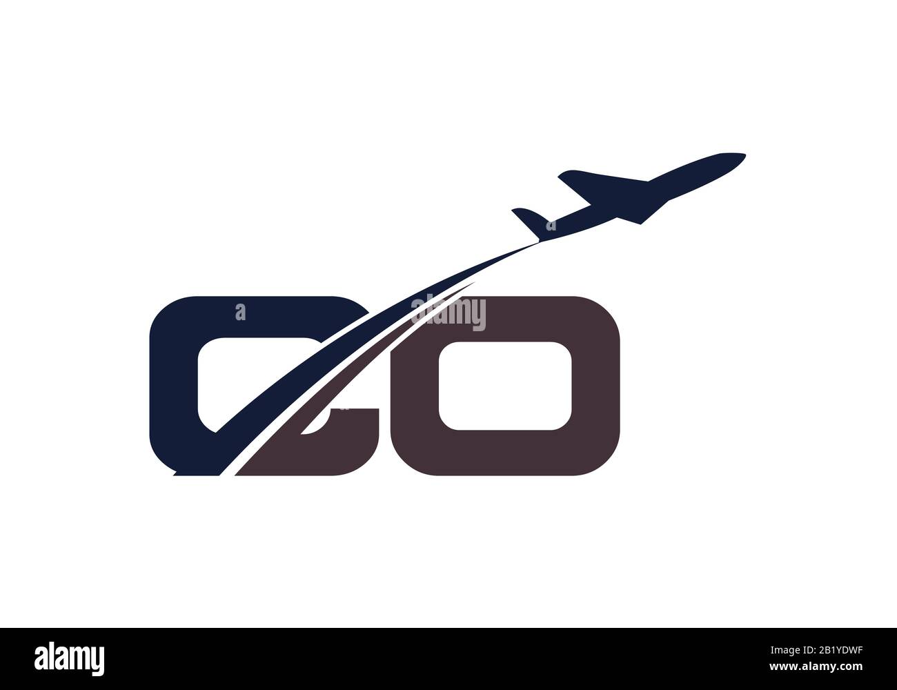 Initial Letter C and O  with Aviation Logo Design, Air, Airline, Airplane and Travel Logo template. Stock Vector