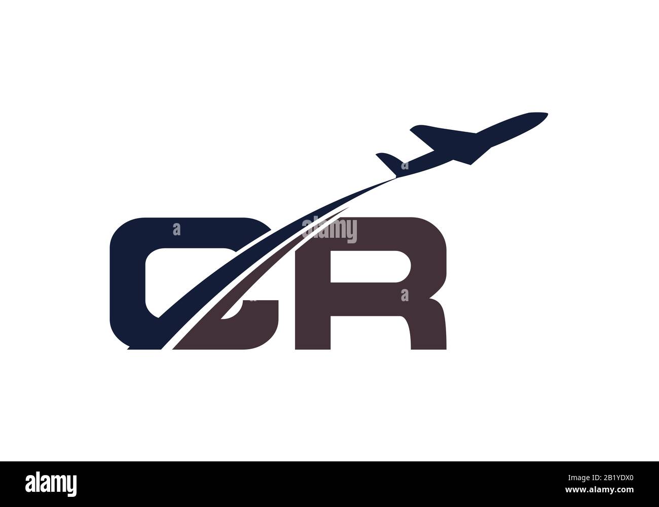 Initial Letter C and R  with Aviation Logo Design, Air, Airline, Airplane and Travel Logo template. Stock Vector