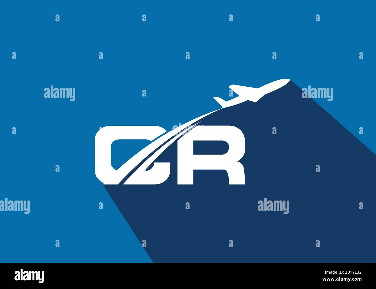 Initial Letter C and  R with Aviation Logo Design, Air, Airline, Airplane and Travel Logo template. Stock Vector