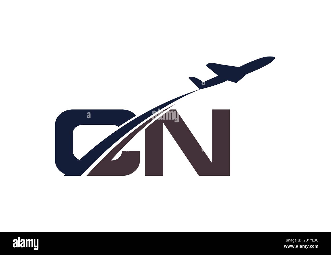 Initial Letter C and  N with Aviation Logo Design, Air, Airline, Airplane and Travel Logo template. Stock Vector
