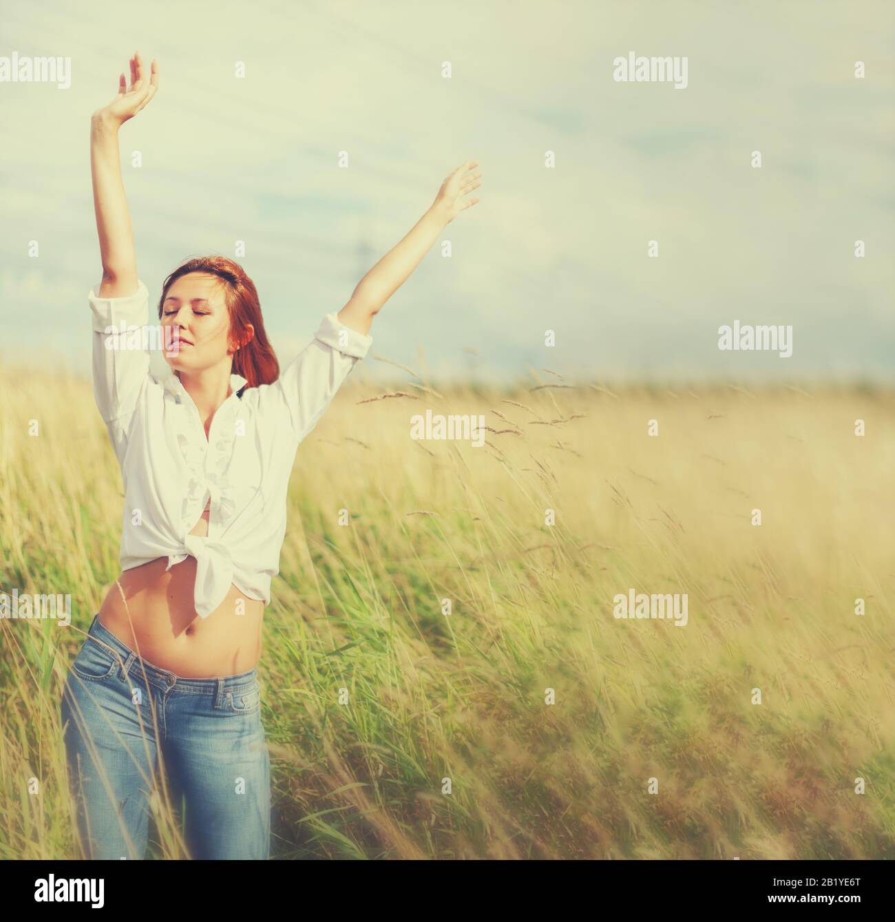 Relaxed redhead woman spending hi-res stock photography and images - Alamy