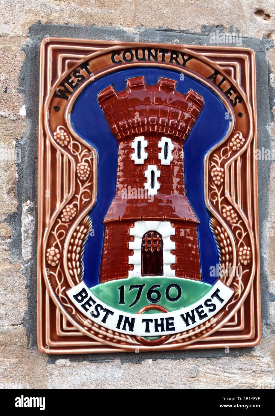 West Country Ales ceramic plaque - 1760 - Best In The west - Tetbury, Gloucestershire, Cotswolds, South West,England, UK Stock Photo
