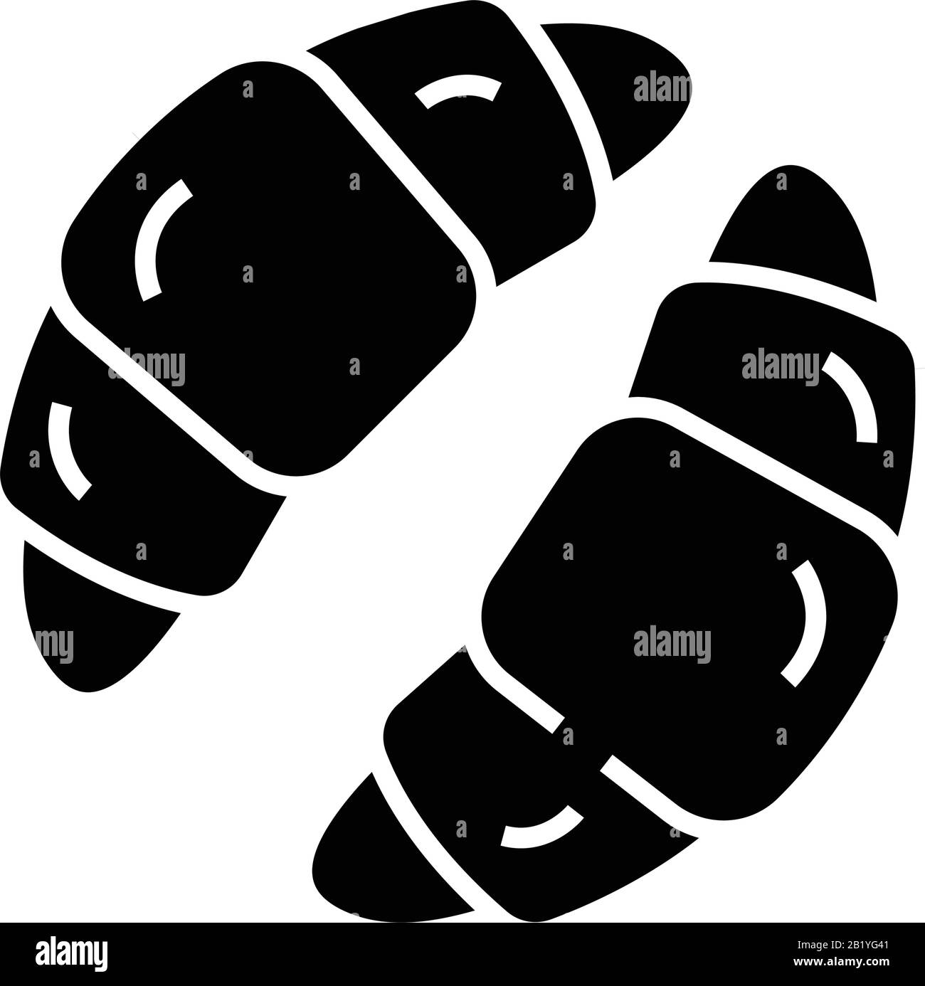 Croissants black icon, concept illustration, vector flat symbol, glyph sign. Stock Vector