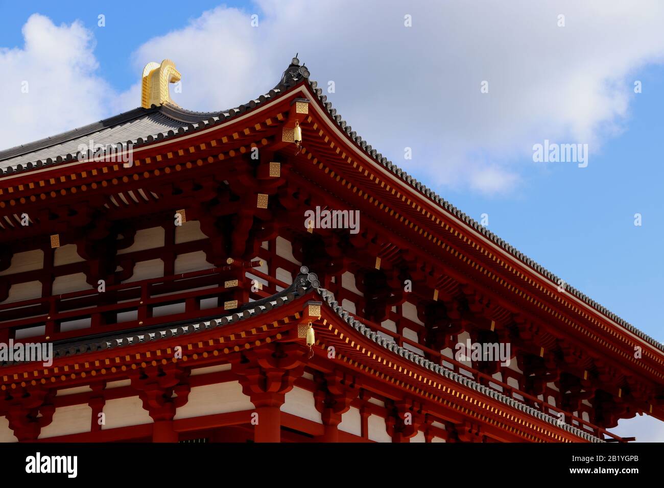 Japanese Buddhist temple double roofing Stock Photo