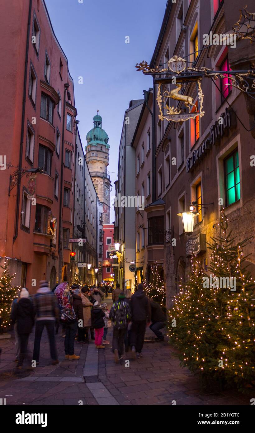 Austria, Tyrol, Innsbruck, christmas lights Stock Photo