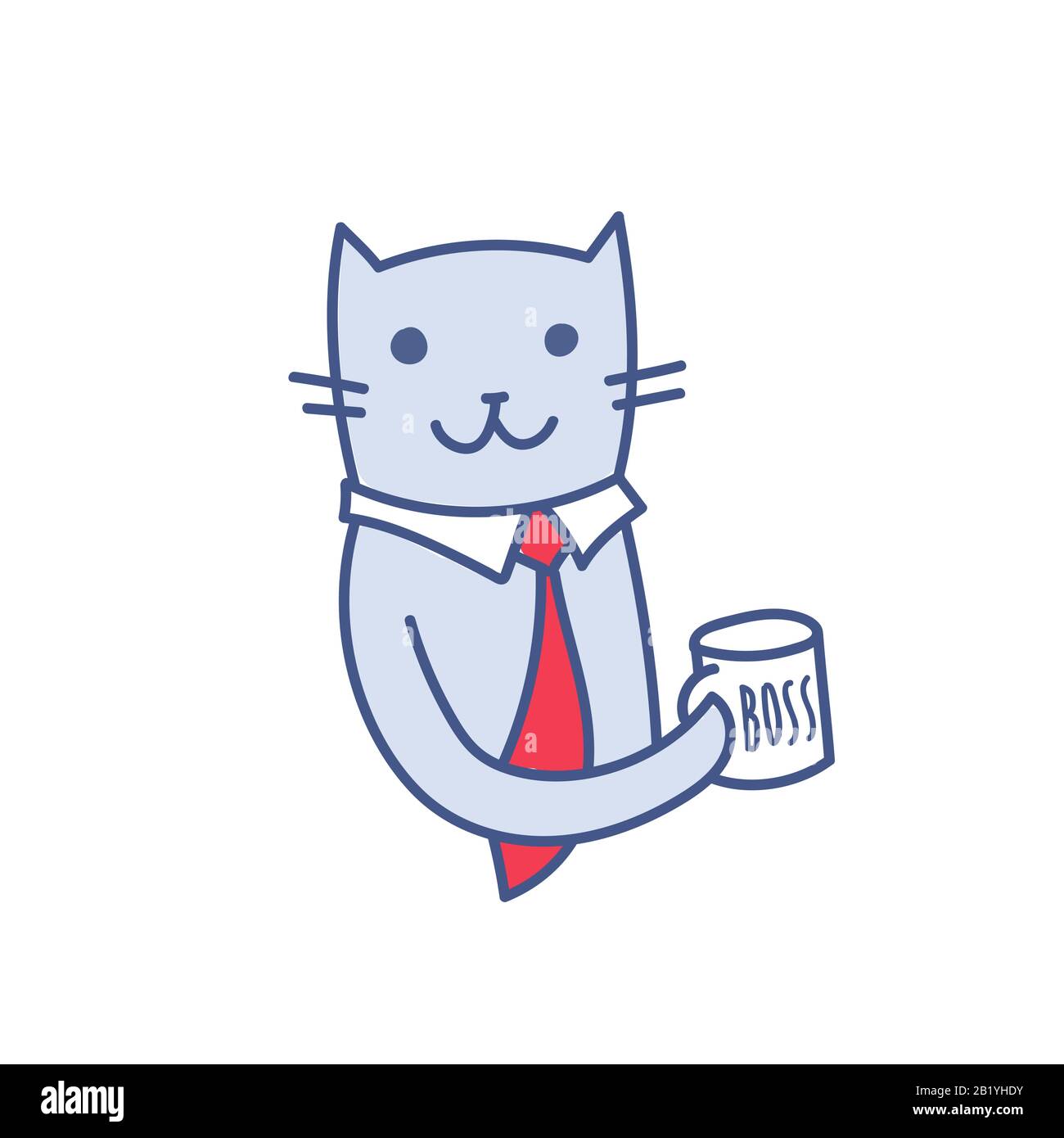 Cartoon business cat in red tie holding mug with Boss word, successful  businessman leader picture, kawaii vector illustration isolated on white.  Corpo Stock Vector Image & Art - Alamy