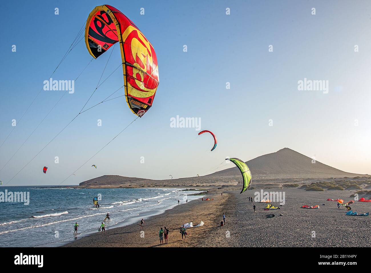 Kitesurfing, El Médano Tenerife Stock Photo Alamy