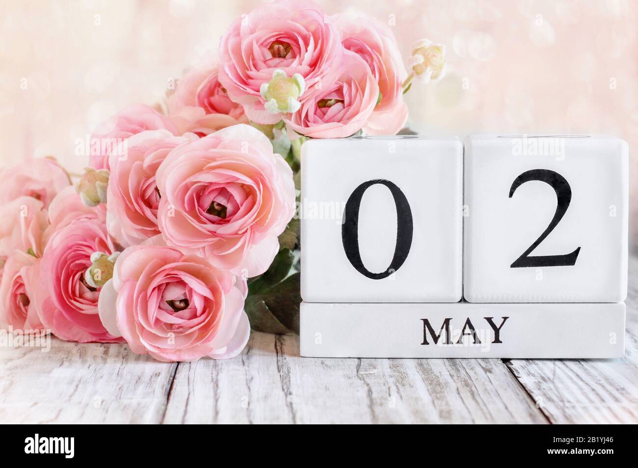 May 2nd. Image of may 2 wooden color calendar on white background. Spring  day, empty space for text. last spring month Stock Photo - Alamy