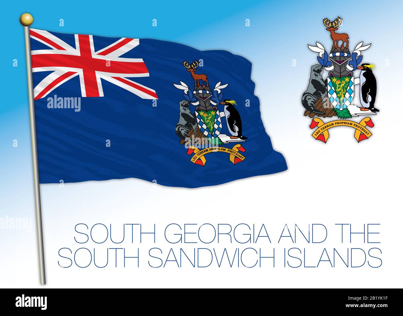 South Georgia and Sandwich islands official flag and coat of arms