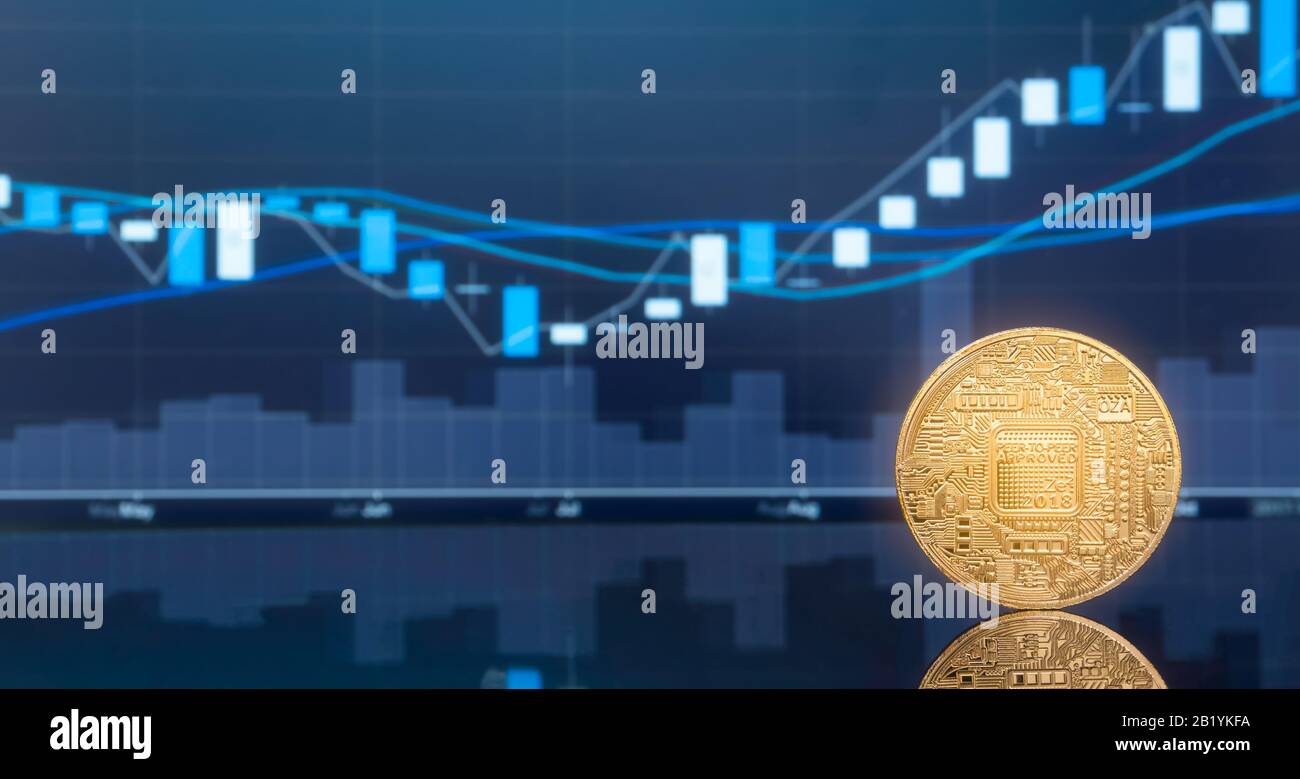 Initial coin offering (ICO) and digital money investing concept Physical metal digital coins