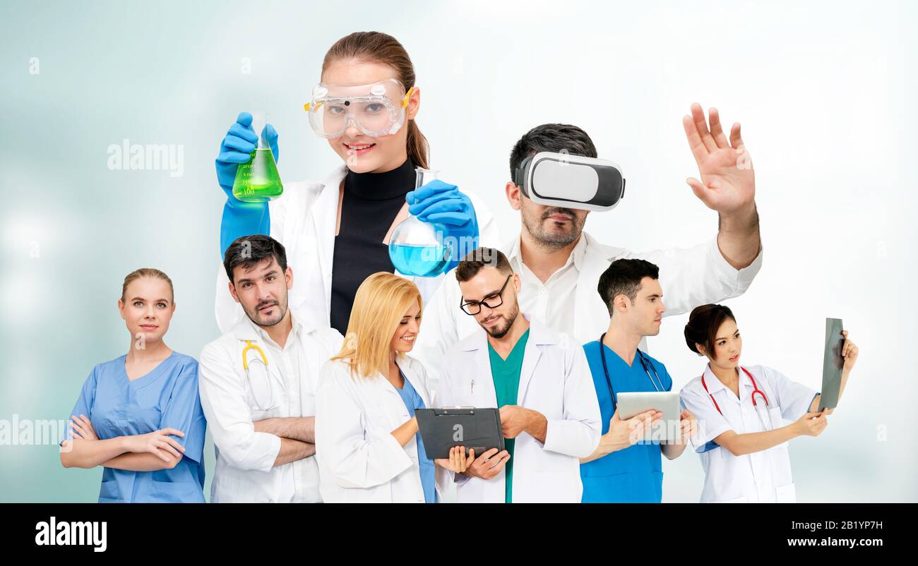 Healthcare people group portrait in creative layout. Professional