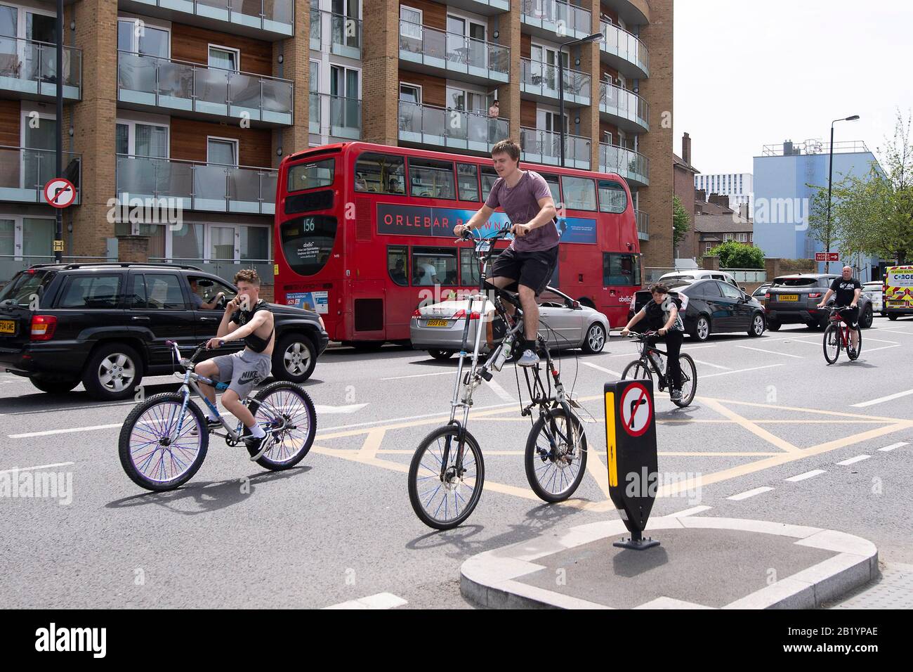 Bikestormz along Nine Elms Lane. A ride-out with nearly 3,000 cyclists in their teens and early twenties. London. 1 June 2019. Stock Photo