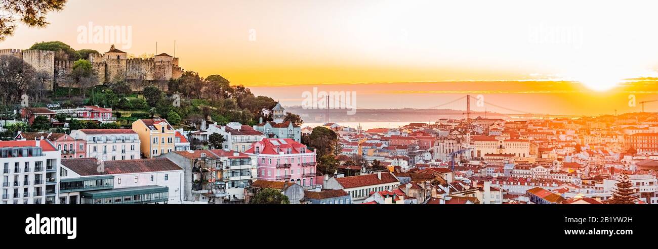 Lisbon fortress of Saint George view, Portugal (Castelo de Sao Jorge) Stock Photo