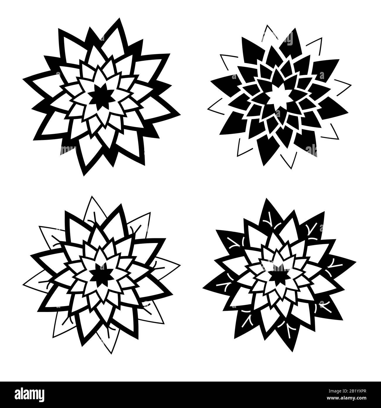 set of black and white isolated flower icons Stock Vector Image & Art ...