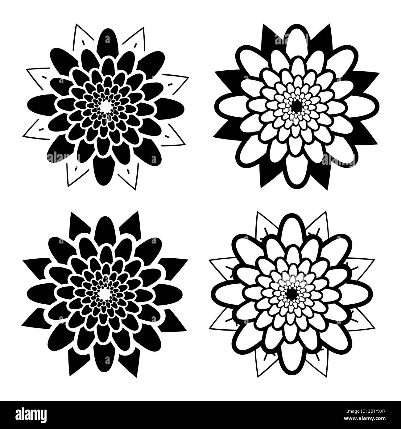 set of black and white isolated flower icons Stock Vector Image & Art ...