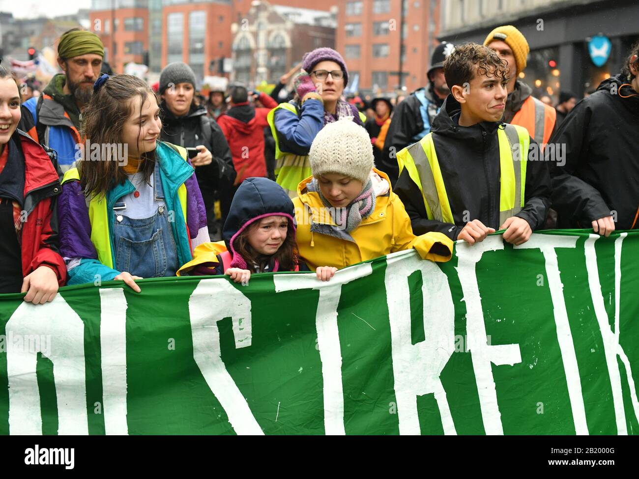 Environmental activist Greta Thunberg during a Bristol Youth Strike 4 Climate protest in Bristol. PA Photo. Picture date: Friday February 28, 2020. See PA story ENVIRONMENT Greta. Photo credit should read: Ben Birchall/PA Wire Stock Photo