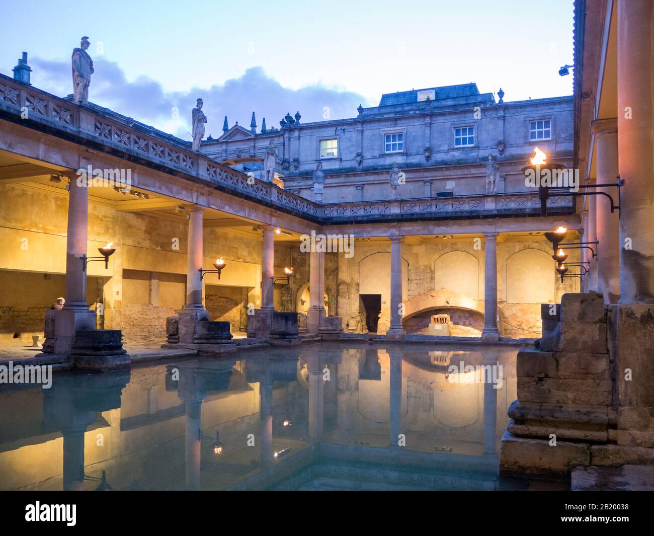 The Roman Baths at dusk. Bath, United Kingdom Stock Photo - Alamy