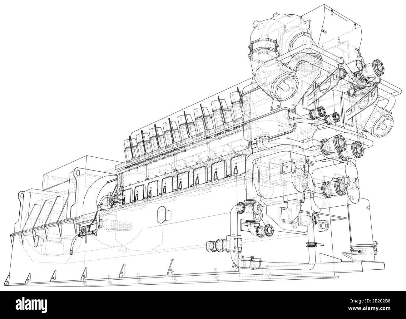 Diesel generator unit for factory. he layers of visible and invisible ...