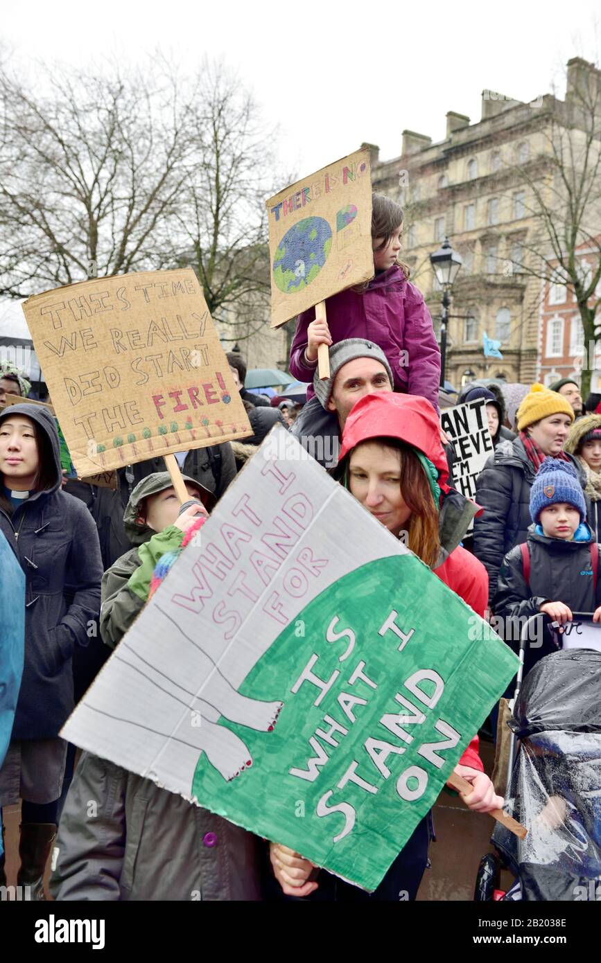 Bristol Youth Strike 4 Climate protest Bristol England 28 February 2020 in College Green to hear campaigner Greta Thunberg speak then march through the Stock Photo