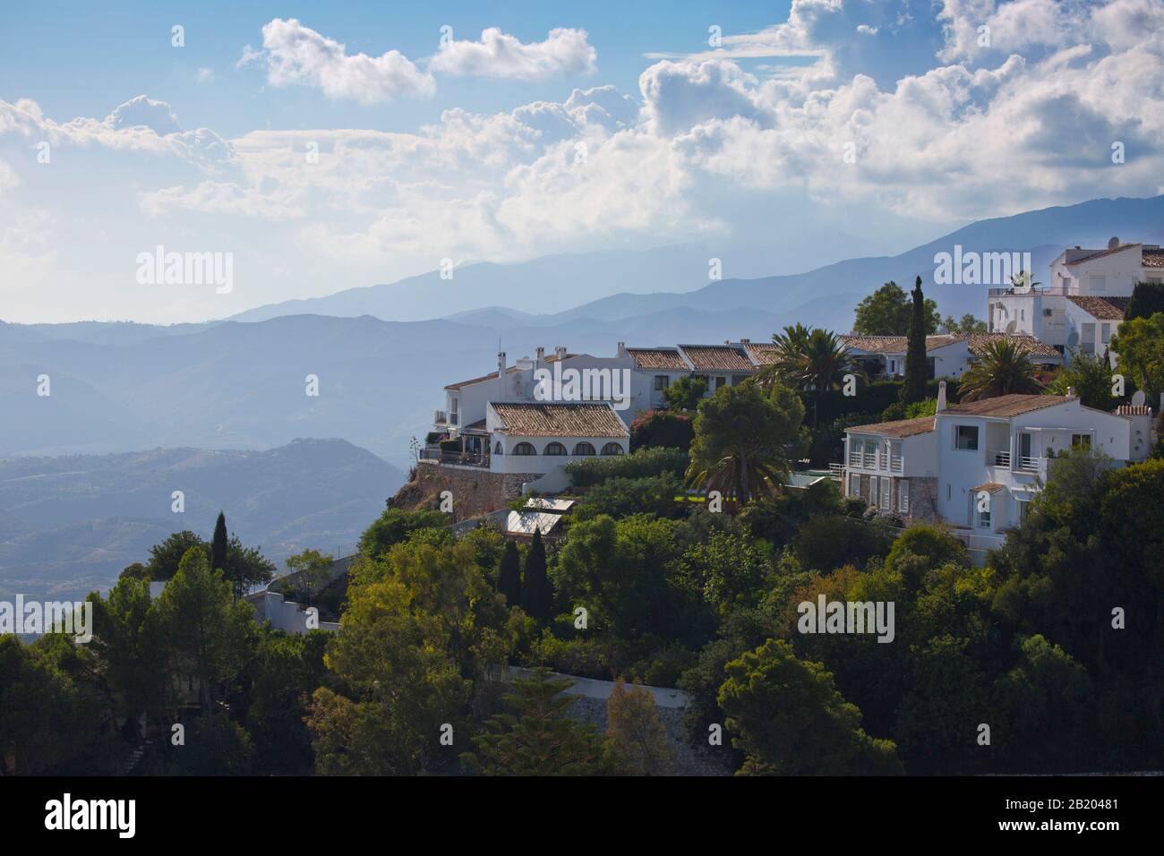 Beautiful villas in Mijas in the mountains Stock Photo