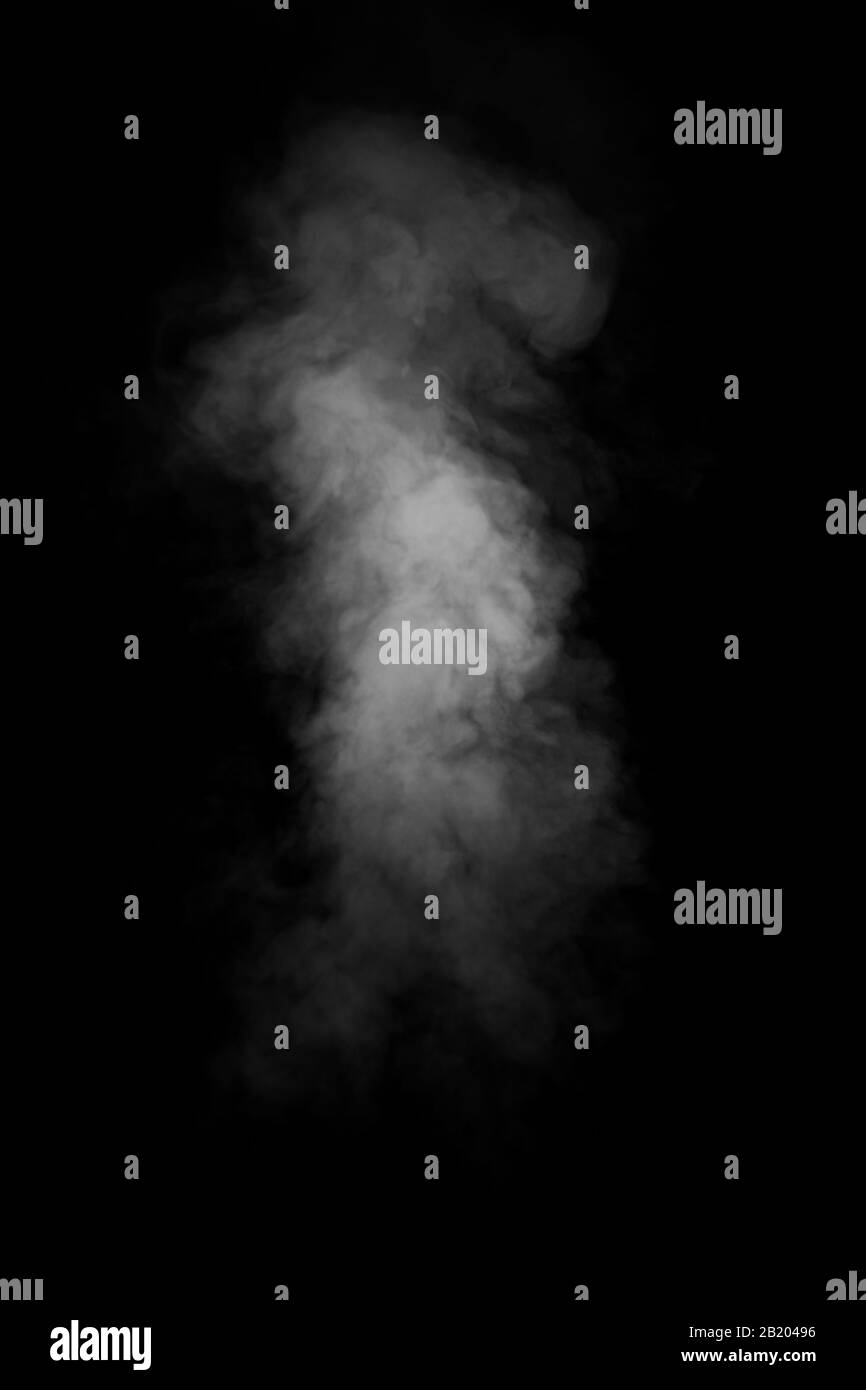 White smoke cloud isolated on black background Stock Photo - Alamy