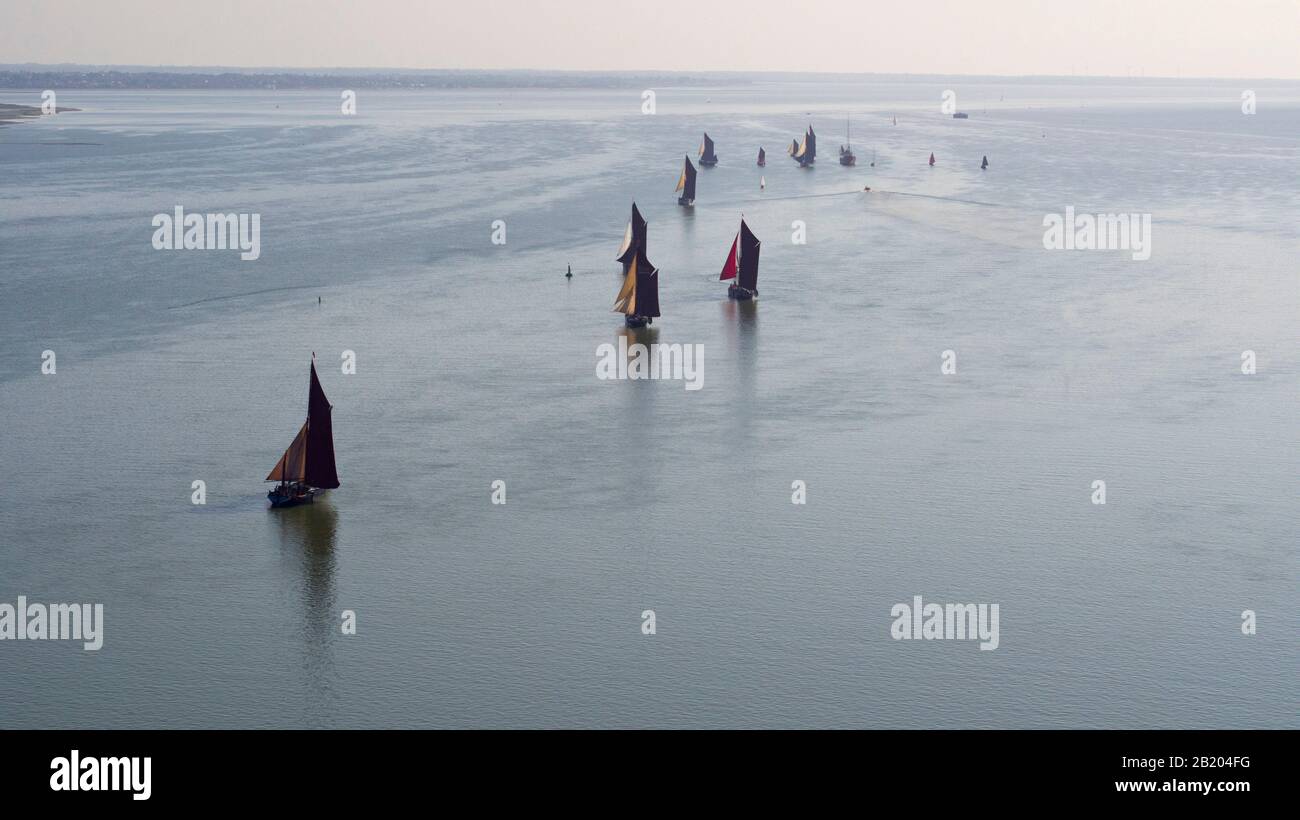 The annual Maldon Barge race (aerial photography) Stock Photo