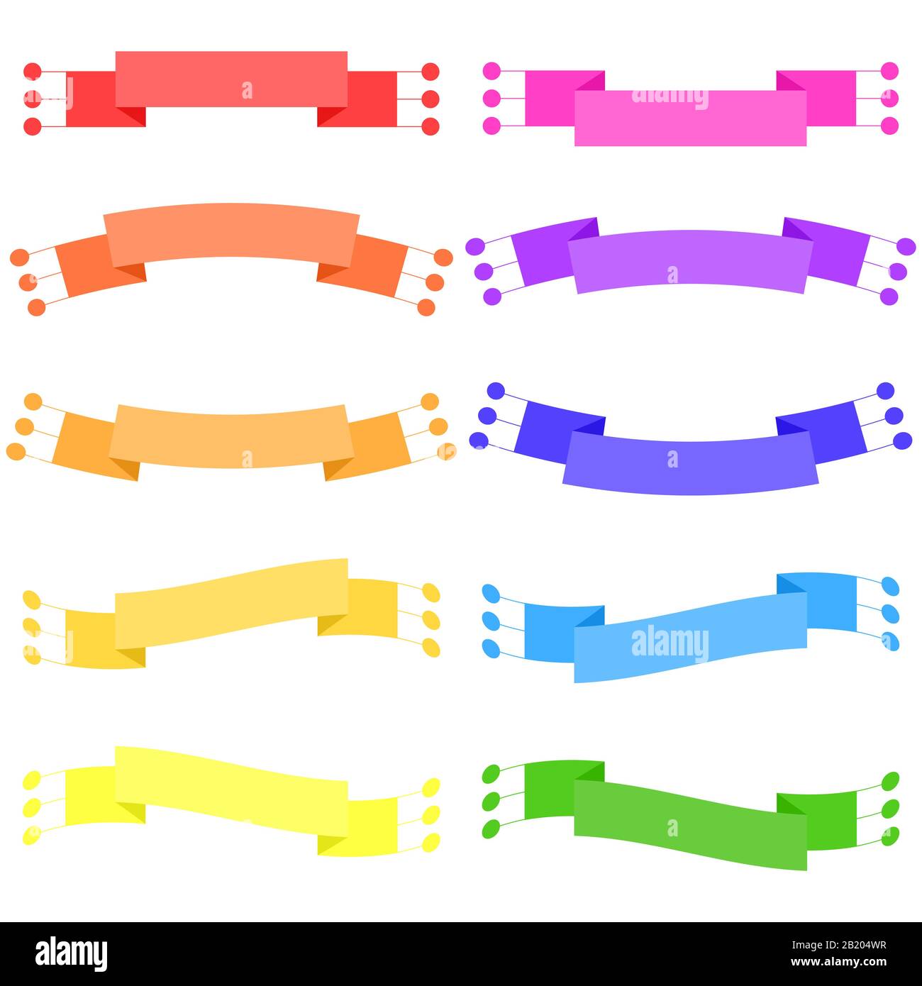 Set of 10 flat colored isolated ribbon banners. Suitable for design ...