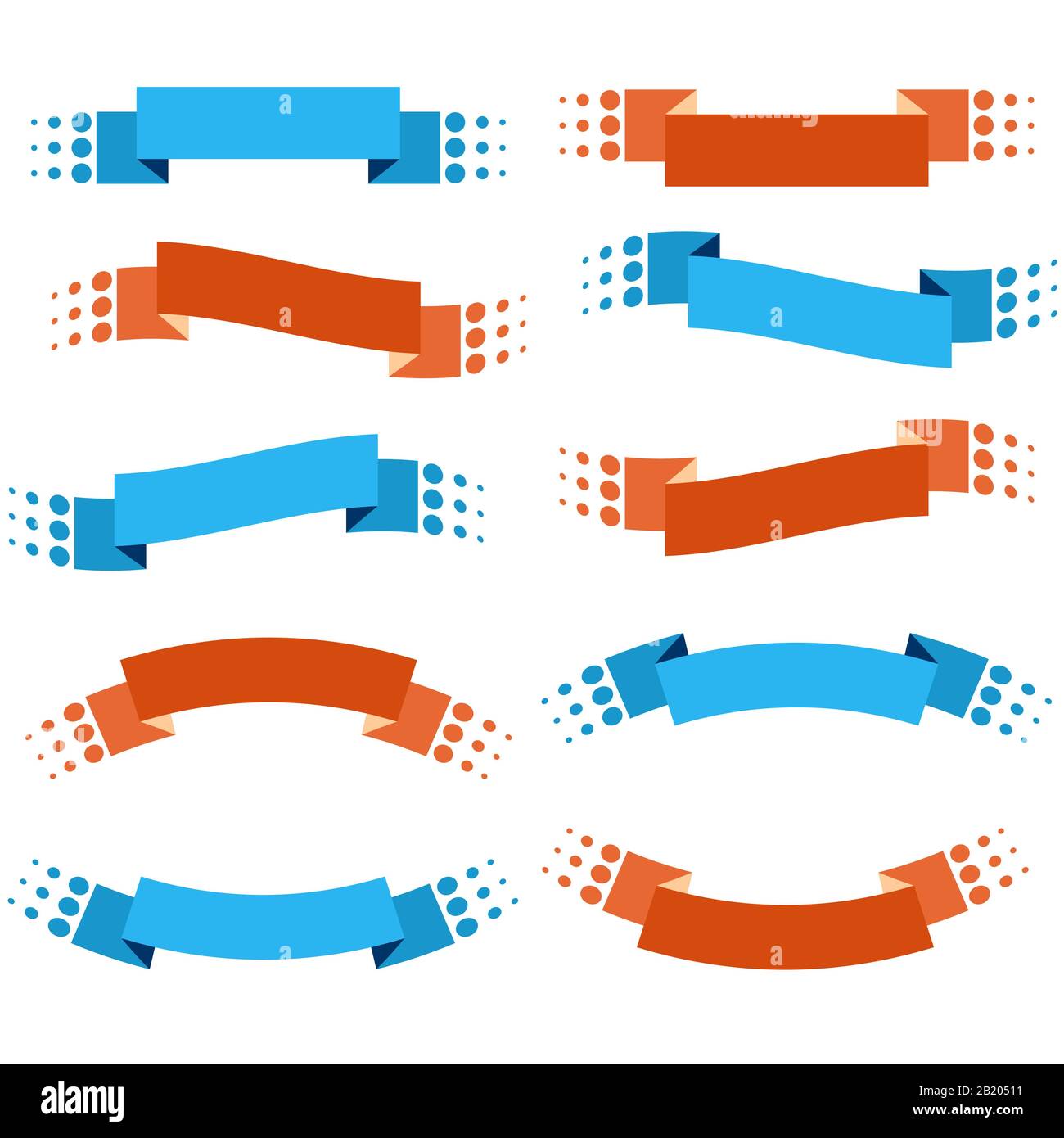Set of 10 flat colored isolated ribbon banners. Suitable for design ...