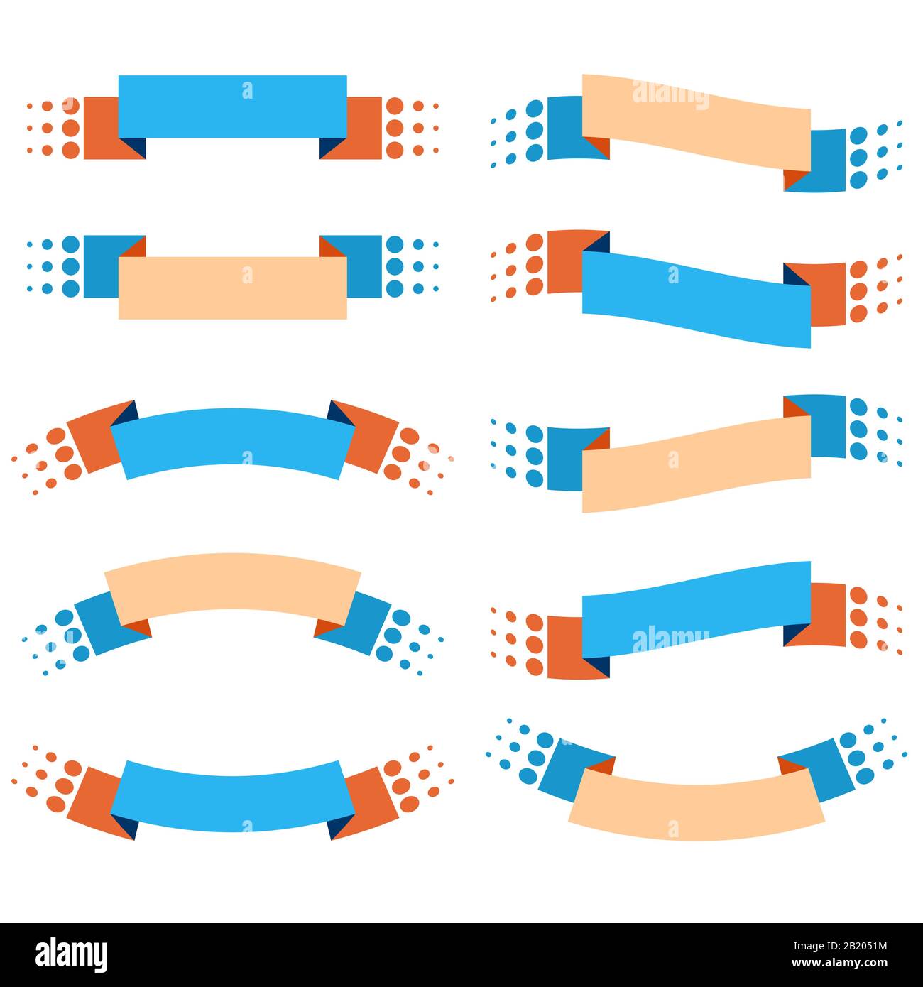 Set of 10 flat colored isolated ribbon banners. Suitable for design ...