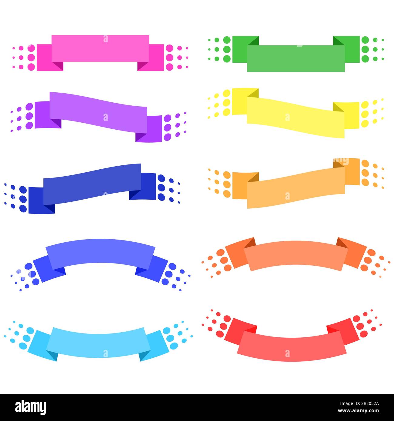 Set of 10 flat colored isolated ribbon banners. Suitable for design ...