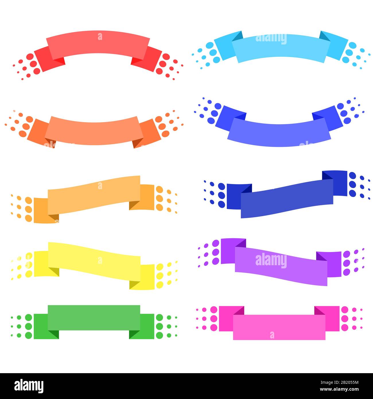 Set of 10 flat colored isolated ribbon banners. Suitable for design ...