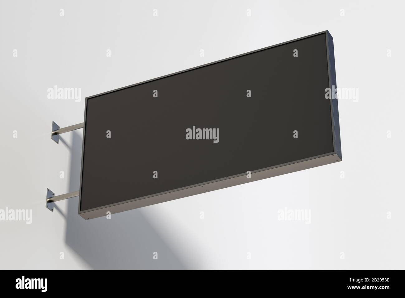 Horizontal singboard or signage isolated on the white wall with blank ...
