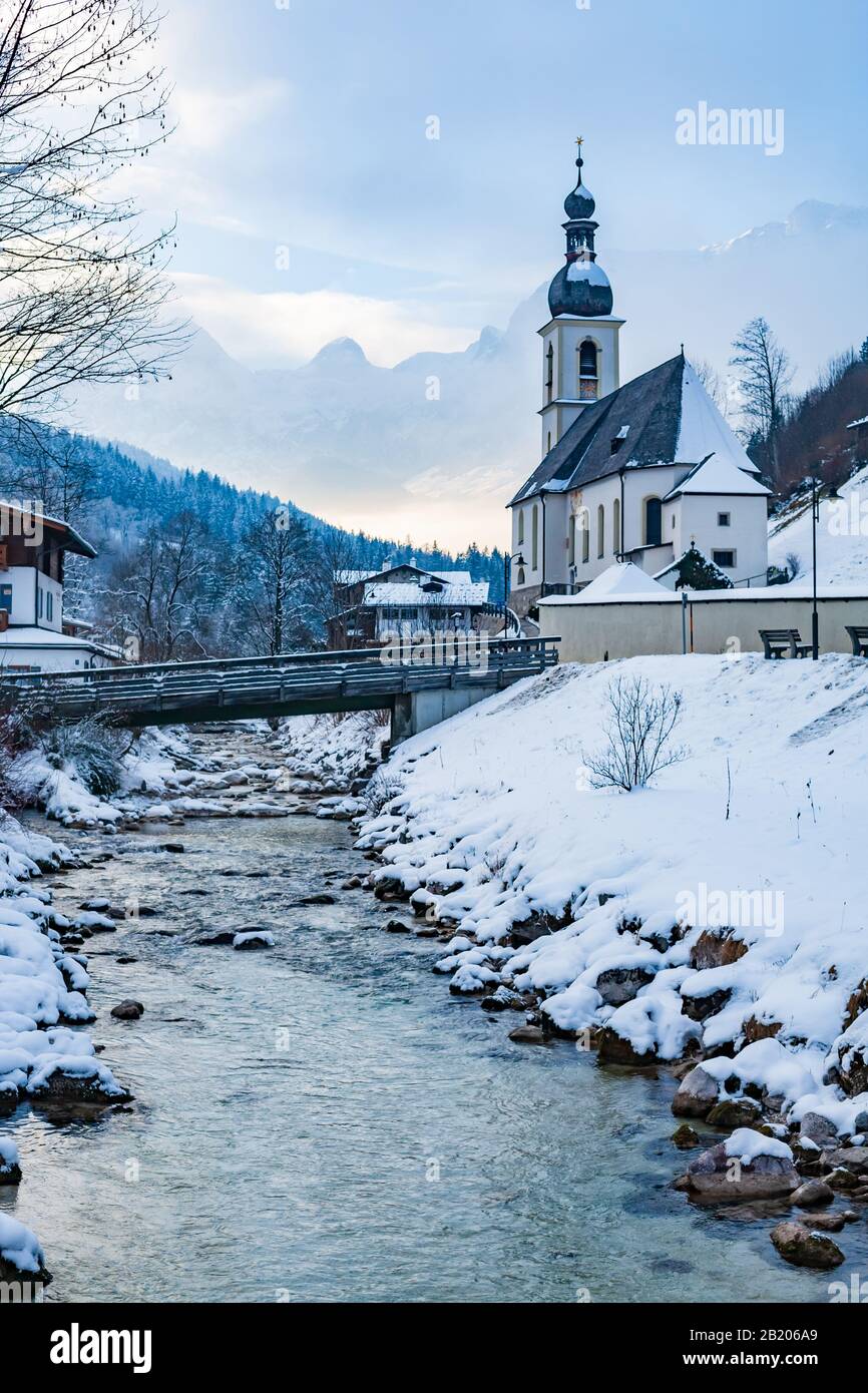 St. Sebastian church in Ramsau in Berchtesgadener Land, Germany Stock Photo