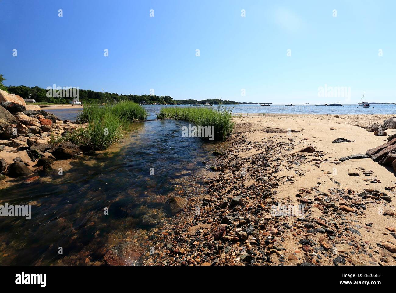 Stream flowing into ocean at Cape Cod Massachusetts USA Stock Photo Alamy