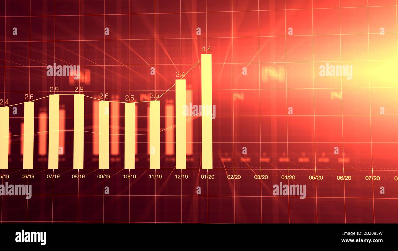 Financial graph showing statistics, prices falling, stock market crash, crisis, inflation rate